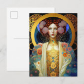 Carte Postale Klimt Inspiré Queen Goddess Imaginaire Art (Devant / Derrière)