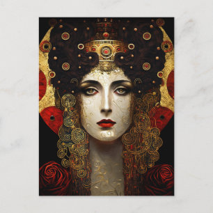 Carte Postale Klimt Inspirée Déesse Reine