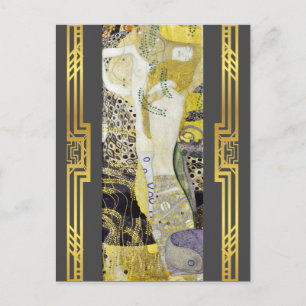 Carte Postale Klimt Serpents d'eau restaurés Peinture Art Nouvea