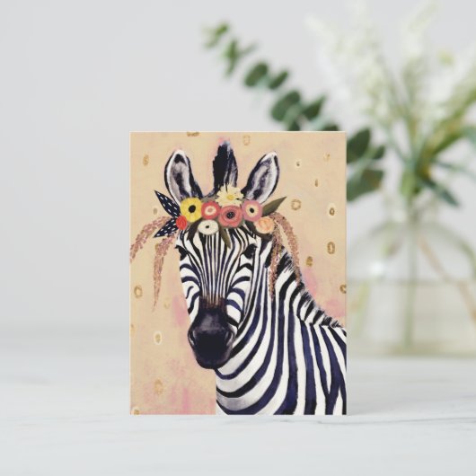 Carte Postale Klimt Zebra | Orné De Fleurs (Debout devant)