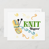 Carte Postale Knit Arrive Multi Couleur Fils Knitters Drôle (Devant / Derrière)