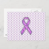 Carte Postale Knit de sensibilisation au ruban rose de style cri (Devant / Derrière)