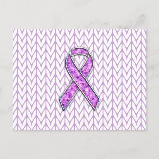 Carte Postale Knit de sensibilisation au ruban rose de style cri (Devant)