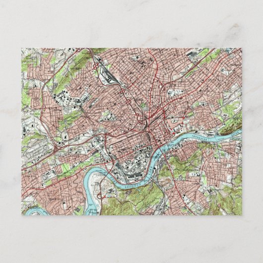 Carte Postale Knoxville Tennessee Map (1978) (Devant)