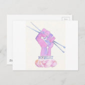 Carte Postale Kntting power fist with RESIST (Devant / Derrière)