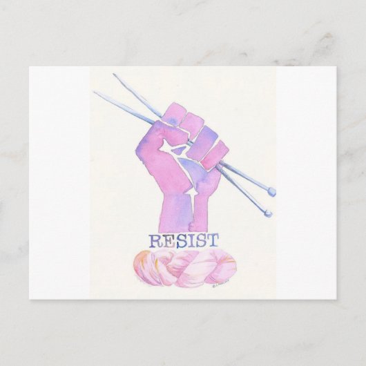 Carte Postale Kntting power fist with RESIST (Devant)