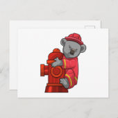 Carte Postale Koala as Firefighter with Fire hydrant (Devant / Derrière)