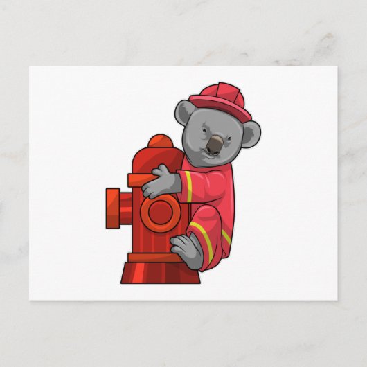 Carte Postale Koala as Firefighter with Fire hydrant (Devant)