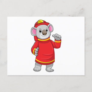 Carte Postale Koala as Firefighter with Helmet