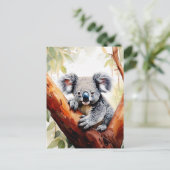 Carte Postale Koala assis dans un eucalyptus (Debout devant)