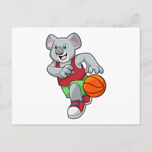 Carte Postale Koala au sport de basket-ball (Devant)