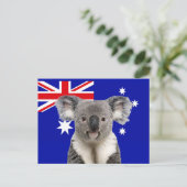 Carte Postale Koala avec fond de drapeau australien (Debout devant)