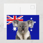Carte Postale Koala avec fond de drapeau australien (Devant / Derrière)