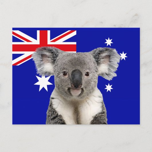 Carte Postale Koala avec fond de drapeau australien (Devant)