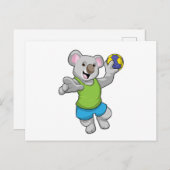 Carte Postale Koala avec sports de handball (Devant / Derrière)