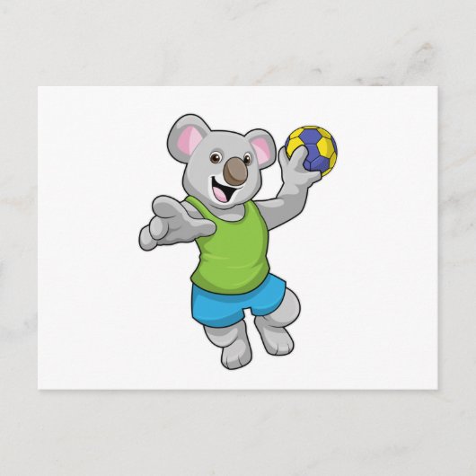 Carte Postale Koala avec sports de handball (Devant)