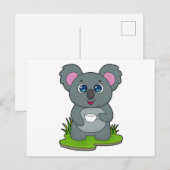Carte Postale Koala avec tasse de café (Devant / Derrière)