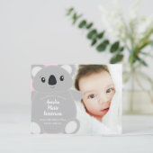 Carte Postale Koala Baby shower fille (Debout devant)