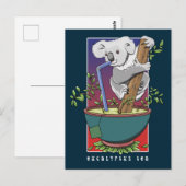 Carte Postale Koala Boire du thé à l'eucalyptus (Devant / Derrière)