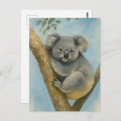 Carte Postale Koala Calm - Aquarelle Faune (Devant / Derrière)