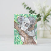 Carte Postale Koala dans la peinture d'arbre Eucalyptus (Debout devant)
