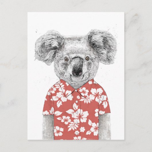 Carte Postale Koala d'été (rouge) (Devant)