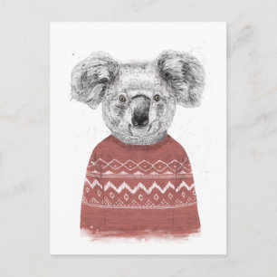 Carte Postale Koala d'hiver (rouge)