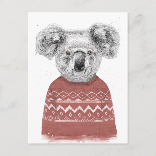 Carte Postale Koala d'hiver (rouge) (Devant)