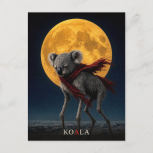 Carte Postale Koala Écharpe Rouge gothique Surréaliste