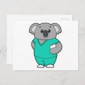 Carte Postale Koala en infirmière avec bloc-notes (Devant / Derrière)