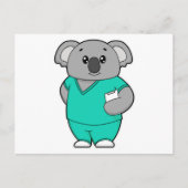 Carte Postale Koala en infirmière avec bloc-notes (Devant)