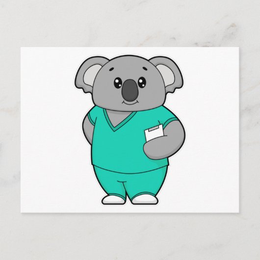 Carte Postale Koala en infirmière avec bloc-notes (Devant)