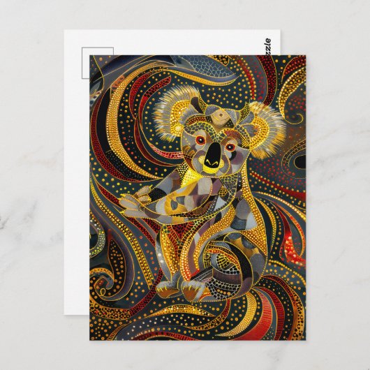 Carte Postale Koala en style Aborigène Dot Art (Devant / Derrière)