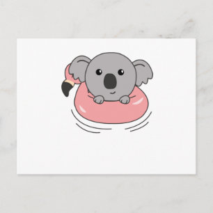 Carte Postale Koala Flamant rose Cercles de natation Animaux d'é