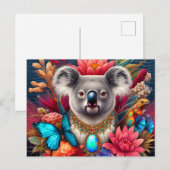 Carte Postale koala ours fleurs australiennes papillon ai art (Devant / Derrière)
