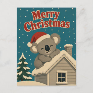 Carte Postale Koala Toit Hiver Animal Noël