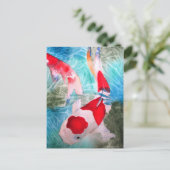 Carte Postale Kohaku Koi 2 Poissons japonais (Debout devant)