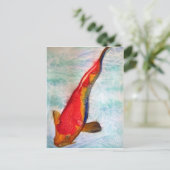 Carte Postale Kohaku Koi poisson japonais aquarelle art (Debout devant)