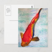 Carte Postale Kohaku Koi poisson japonais aquarelle art (Devant / Derrière)
