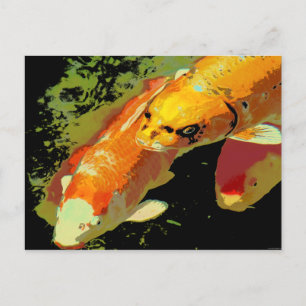 Carte Postale Koi asiatique carpe de poisson Art Abstrait