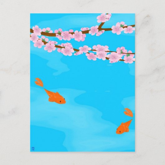 Carte postale Koi et Sakura (Devant)