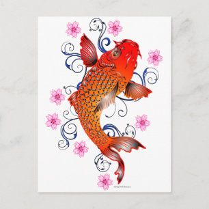 Carte Postale Koi Fish Carp Eastern Blossom