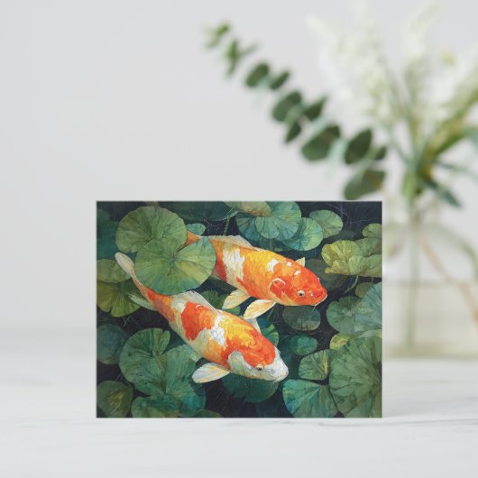 Carte Postale Koi Fish Pond Lily Pads (Debout devant)