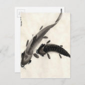 Carte Postale Koi Fish Watercolor (Devant / Derrière)