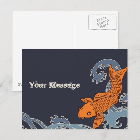 Carte postale Koi (navy) (Devant / Derrière)