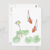 Carte Postale Koi Pond - Arrière - plan blanc (Devant / Derrière)