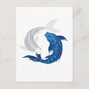 Carte Postale Koi Regal bleu Fantôme argent