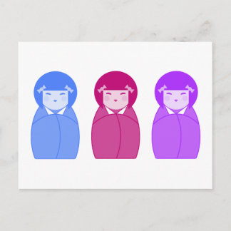 Carte Postale Kokeshi Doll Trio