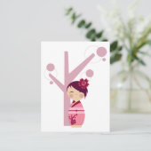 Carte postale Kokeshi Sakura & Cherry Tree (Debout devant)