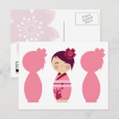 Carte Postale Kokeshi Sakura Silhouettes (Devant / Derrière)